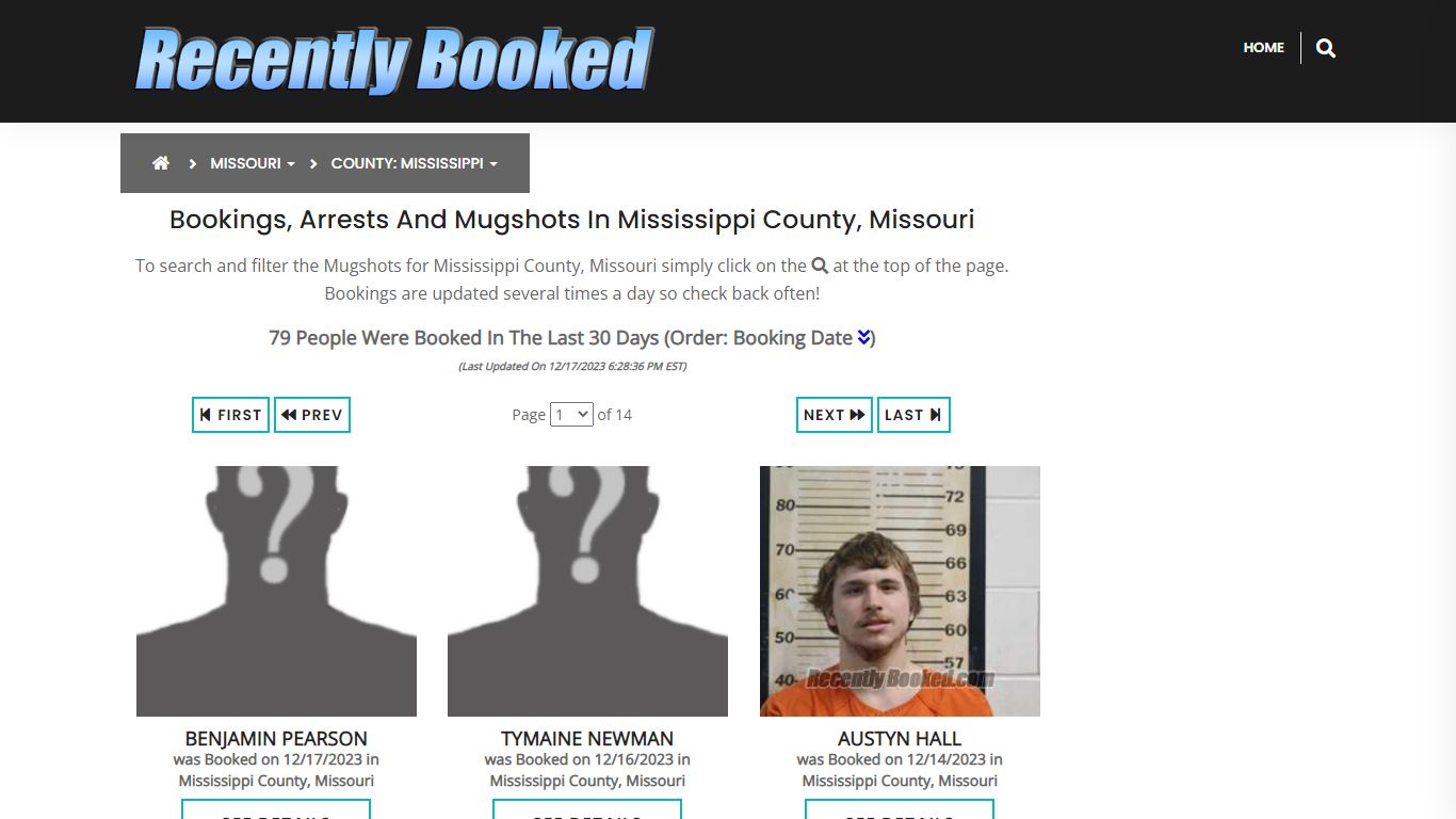 Bookings, Arrests and Mugshots in Mississippi County, Missouri